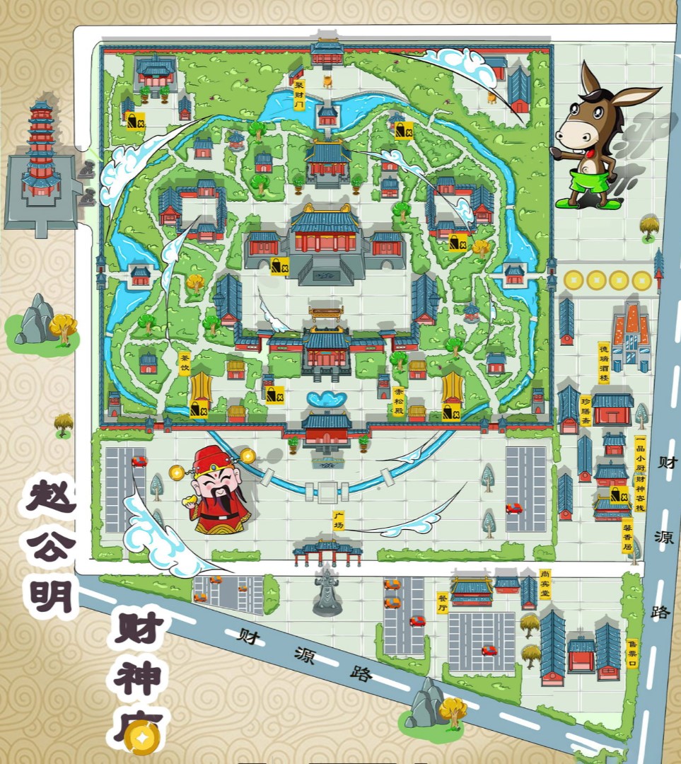 龙游寺庙类手绘地图